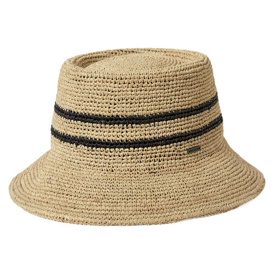 Chapeau Bob en Raphia Crocheté Pliable Ellee beige sable-noir BRIXTON
