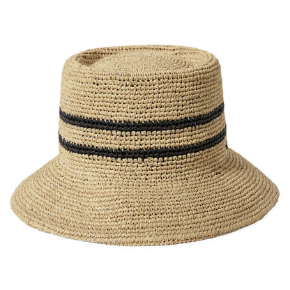 Chapeau Bob en Raphia Crocheté Pliable Ellee beige sable-noir BRIXTON