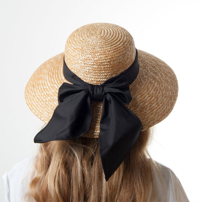 Chapeau Été Canotier en Paille Milan II naturel SUR LA TÊTE