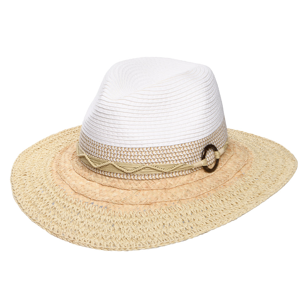 Chapeau Fedora Safari en Paille Toyo Pliable Alcantara blanc-naturel SCALA