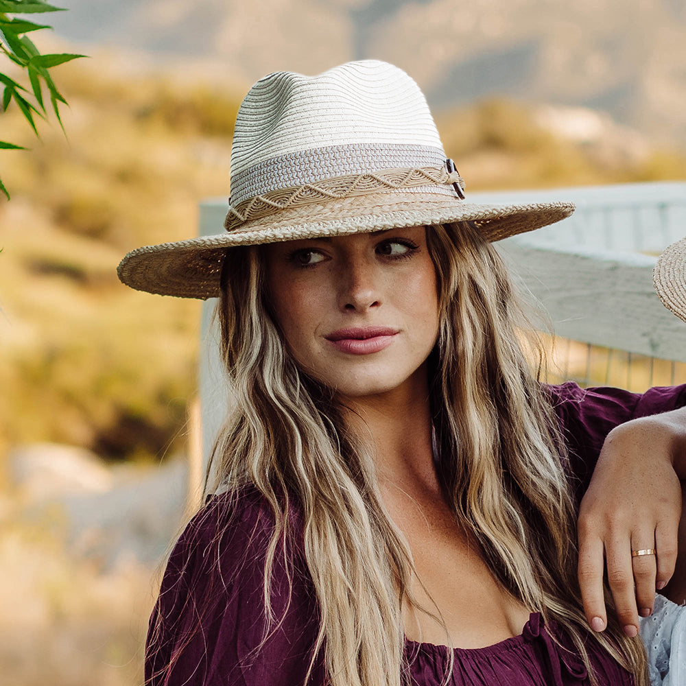 Chapeau Fedora Safari en Paille Toyo Pliable Alcantara blanc-naturel SCALA