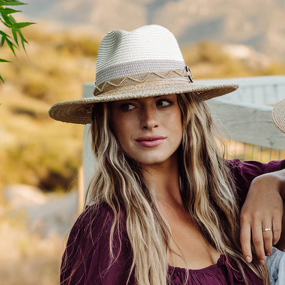 Chapeau Fedora Safari en Paille Toyo Pliable Alcantara blanc-naturel SCALA
