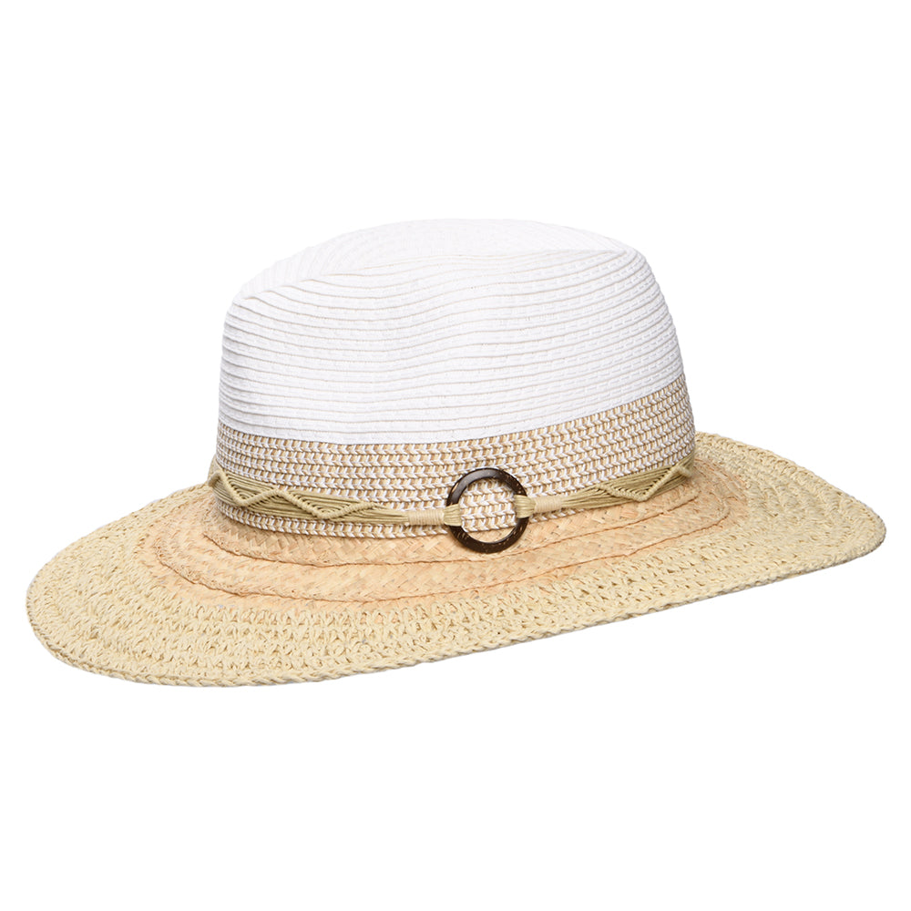 Chapeau Fedora Safari en Paille Toyo Pliable Alcantara blanc-naturel SCALA