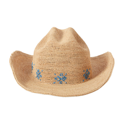 Chapeau de Cowboy en Raphia Crocheté Odessa beige sable-bleu BRIXTON
