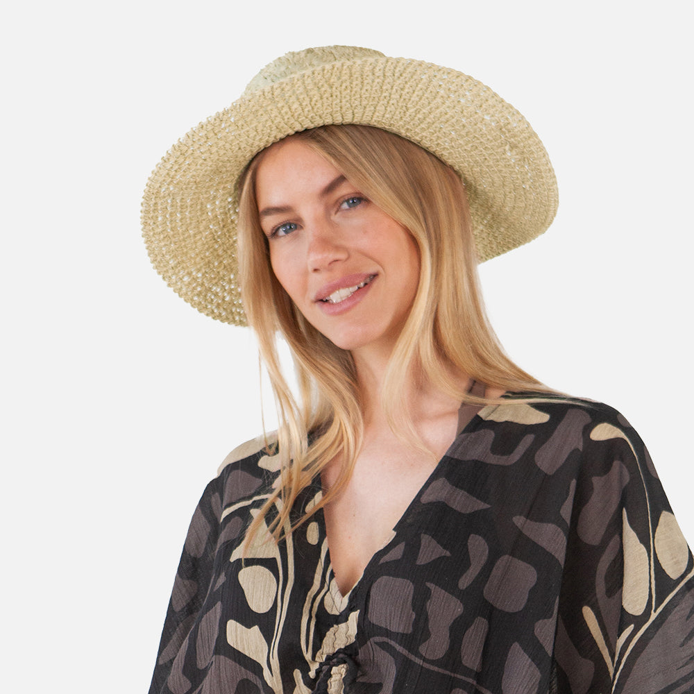 Chapeau Canotier en Paille Toyo Crochetée Fainte blé BARTS