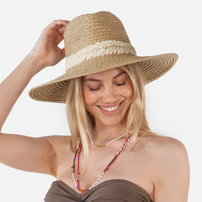 Chapeau Fedora en Paille Toyo Wandeer marron clair BARTS