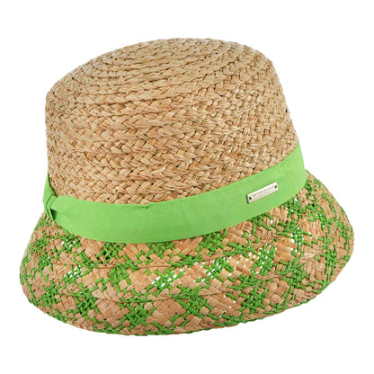 Chapeau Bob en Paille Tressée naturel-vert SEEBERGER