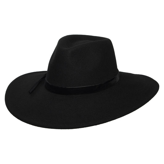 Chapeau Fedora Rancher en Laine Feutrée avec Bandeau en Velours Calista noir SCALA