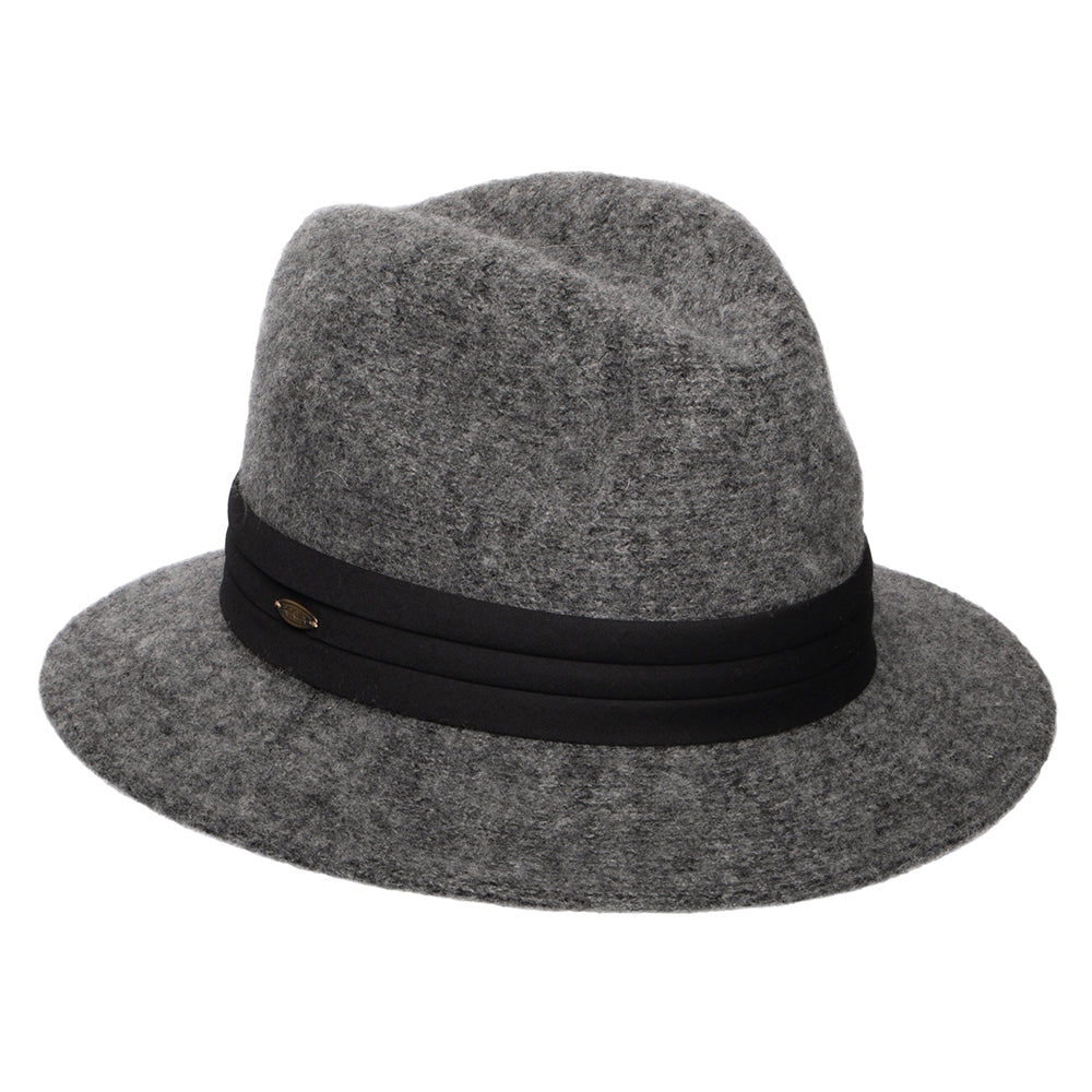 Chapeau Fedora Pliable en Angora Mélangé India anthracite SCALA