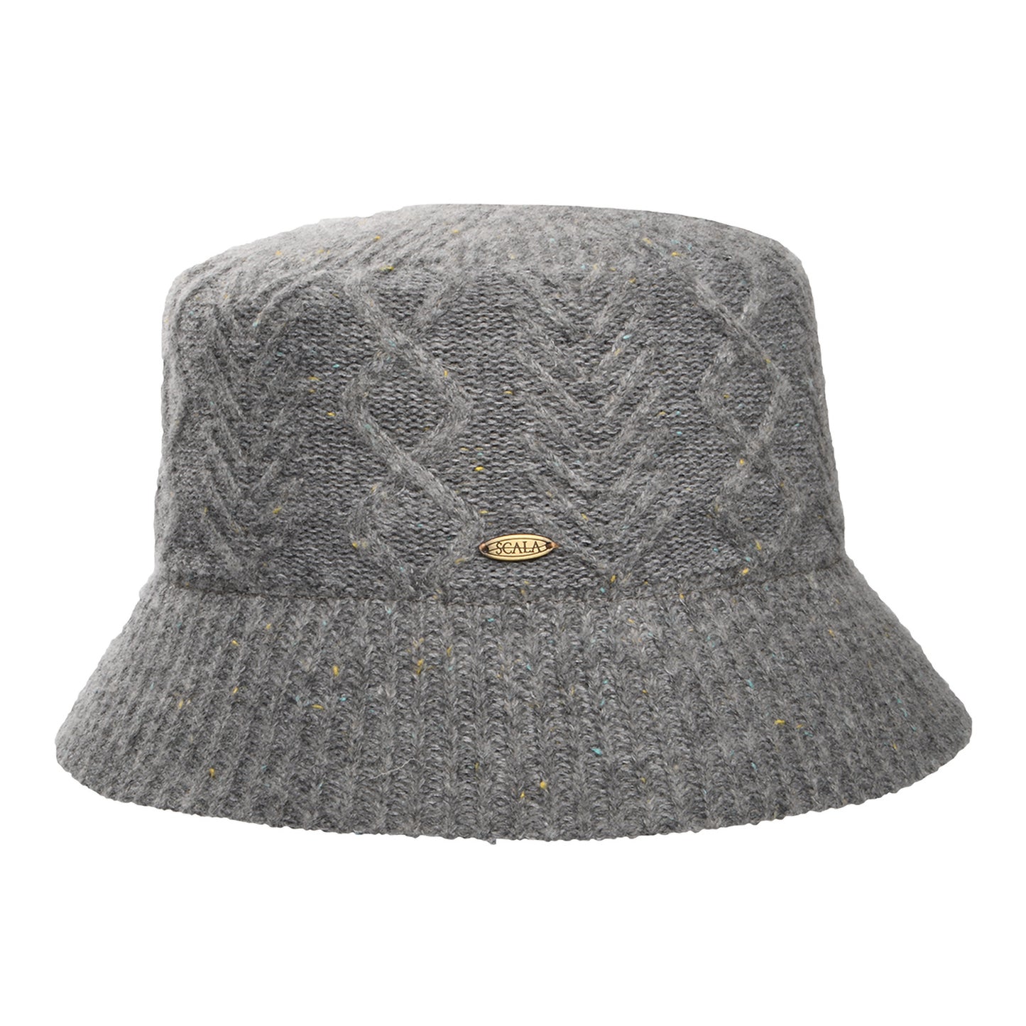 Chapeau Bob en Laine Mélangée à Torsades gris SCALA