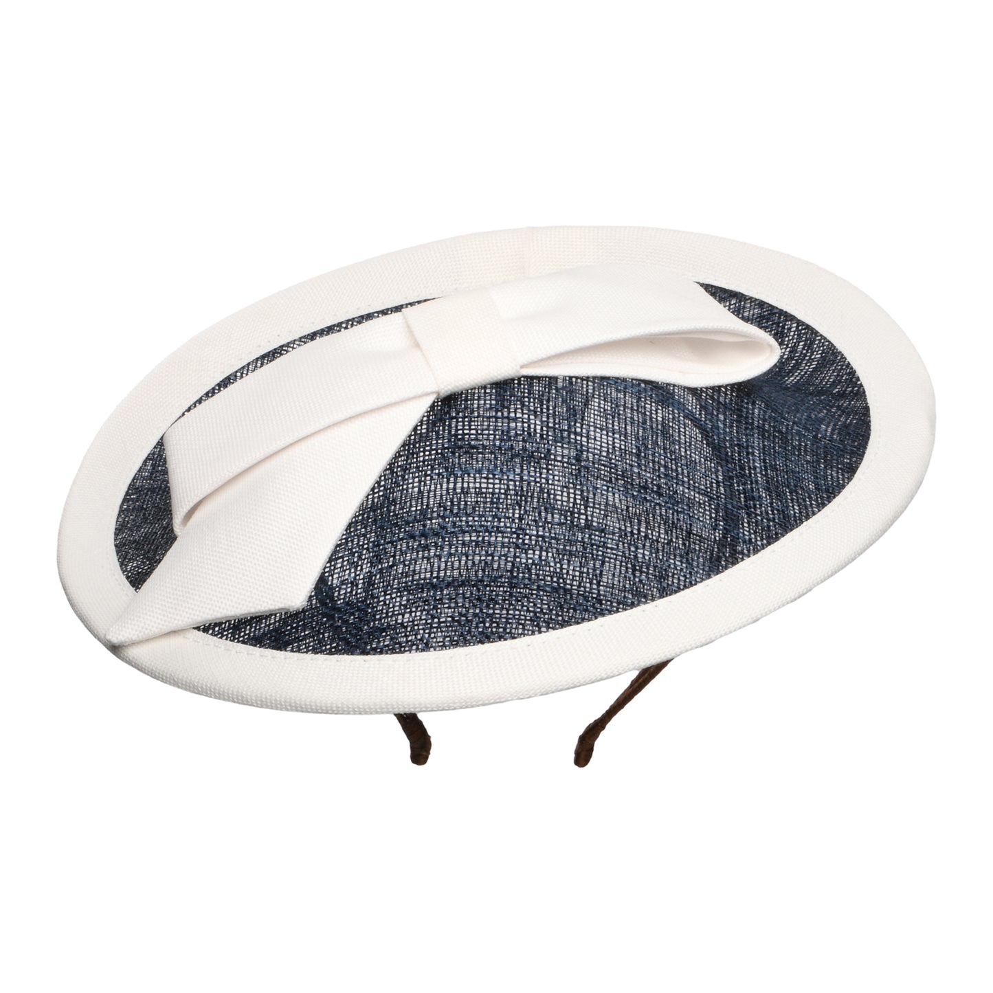 Chapeau Bibi Disque en Paille Grace bleu marine-ivoire WHITELEY