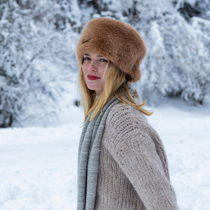 Chapeau Calot Hiver en Fausse Fourrure Josh marron clair BARTS