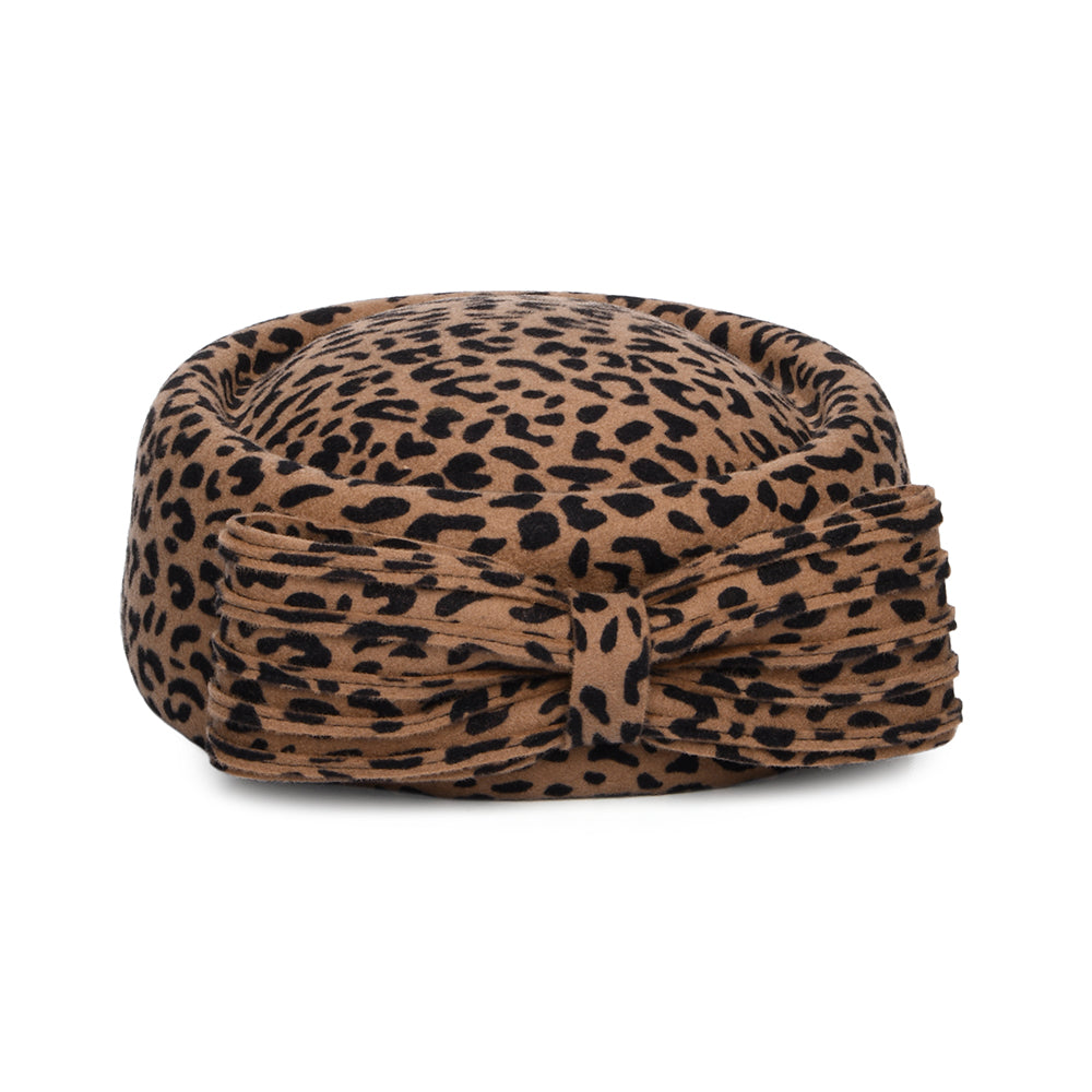 Chapeau Calot en Laine Jackie O Loop Bow léopard WHITELEY