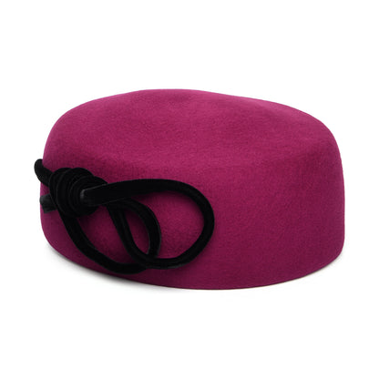 Chapeau Calot en Laine avec Nœud en Velours Caroline magenta WHITELEY
