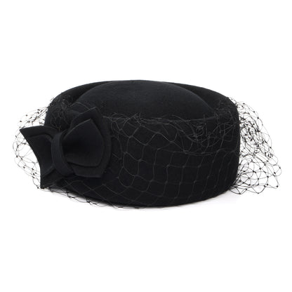 Chapeau Calot en Laine avec Voile Carrie noir WHITELEY