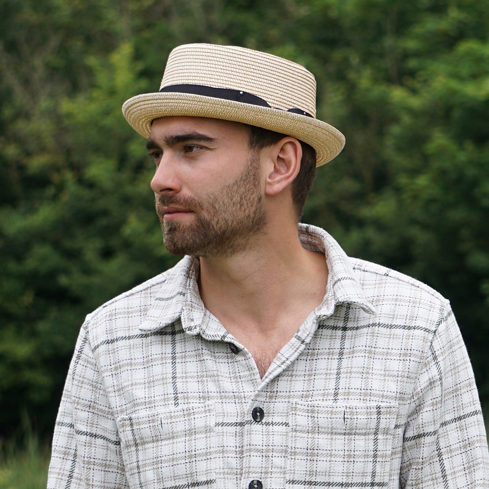 Chapeau Pork Pie en Paille Toyo Tressée naturel JAXON & JAMES