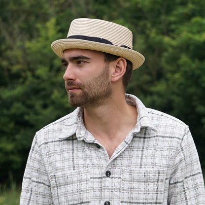 Chapeau Pork Pie en Paille Toyo Tressée naturel JAXON & JAMES