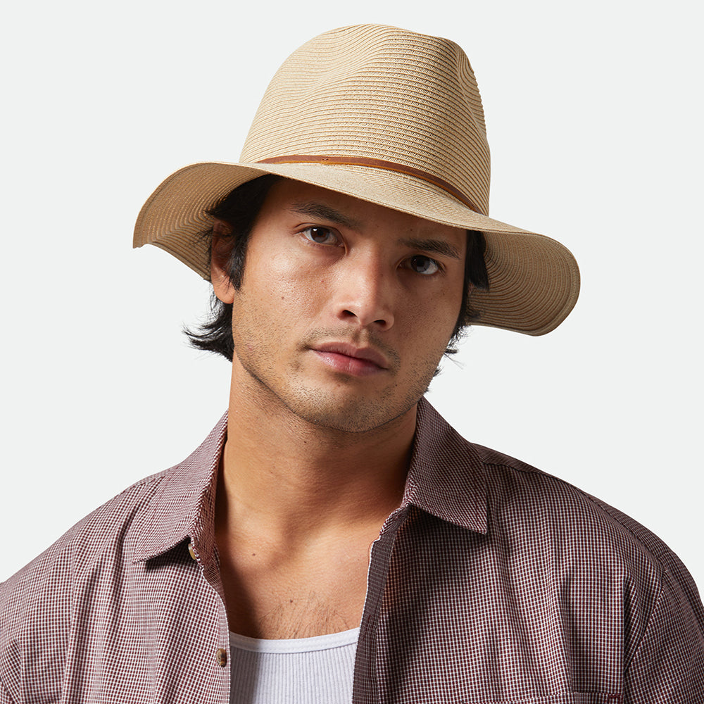 Chapeau Fedora en Paille Pliable Wesley beige sable BRIXTON