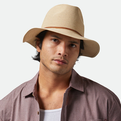 Chapeau Fedora en Paille Pliable Wesley beige sable BRIXTON