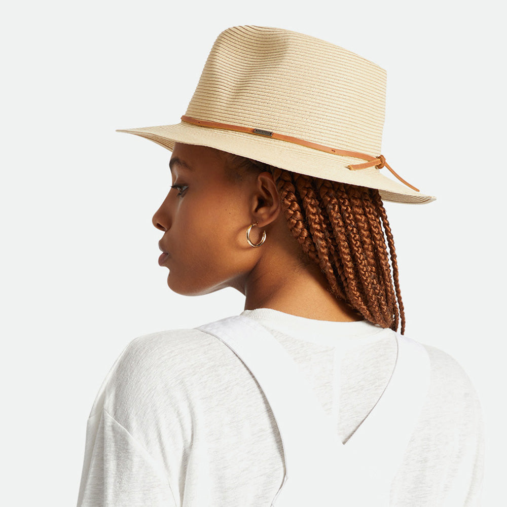 Chapeau Fedora en Paille Pliable Wesley beige sable BRIXTON