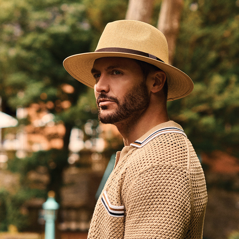 Chapeau Fedora Safari en Paille Toyo beige sable FAILSWORTH
