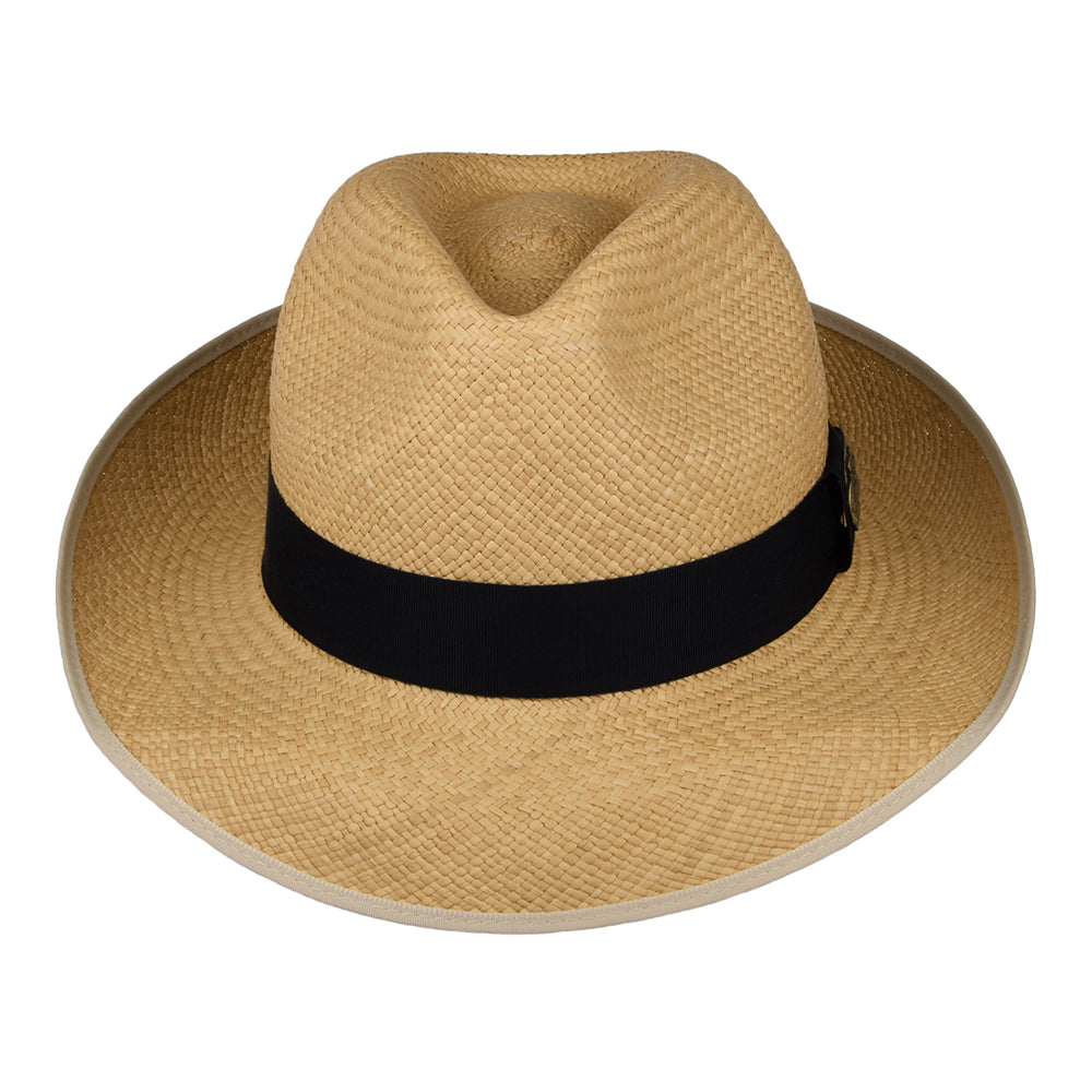 Chapeau Fedora Panama avec Bandeau bleu marine Classic Preset naturel CHRISTYS