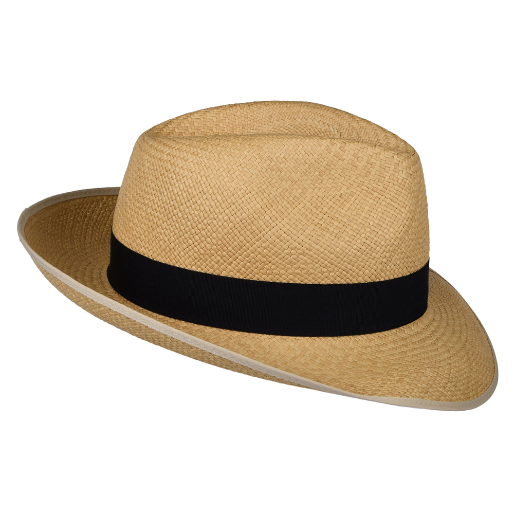 Chapeau Fedora Panama avec Bandeau bleu marine Classic Preset naturel CHRISTYS