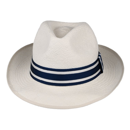 Chapeau Fedora Panama avec Bandeau à Rayures Ascot Striatus Preset décoloré CHRISTYS