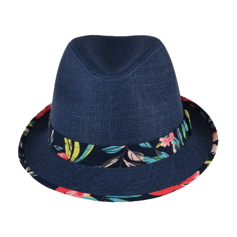Chapeau Trilby en Paille Toyo Malibu bleu marine FAILSWORTH