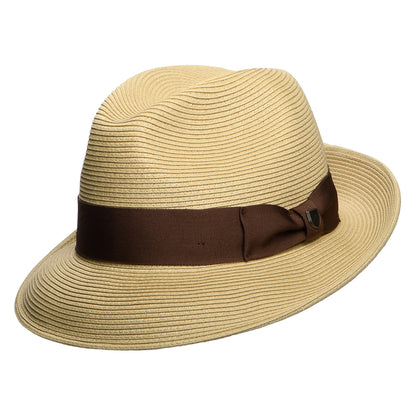 Chapeau Fedora en Paille Toyo Pliable Convertabrim Horton beige sable foncé BRIXTON