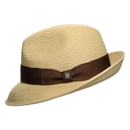 Chapeau Fedora en Paille Toyo Pliable Convertabrim Horton beige sable foncé BRIXTON