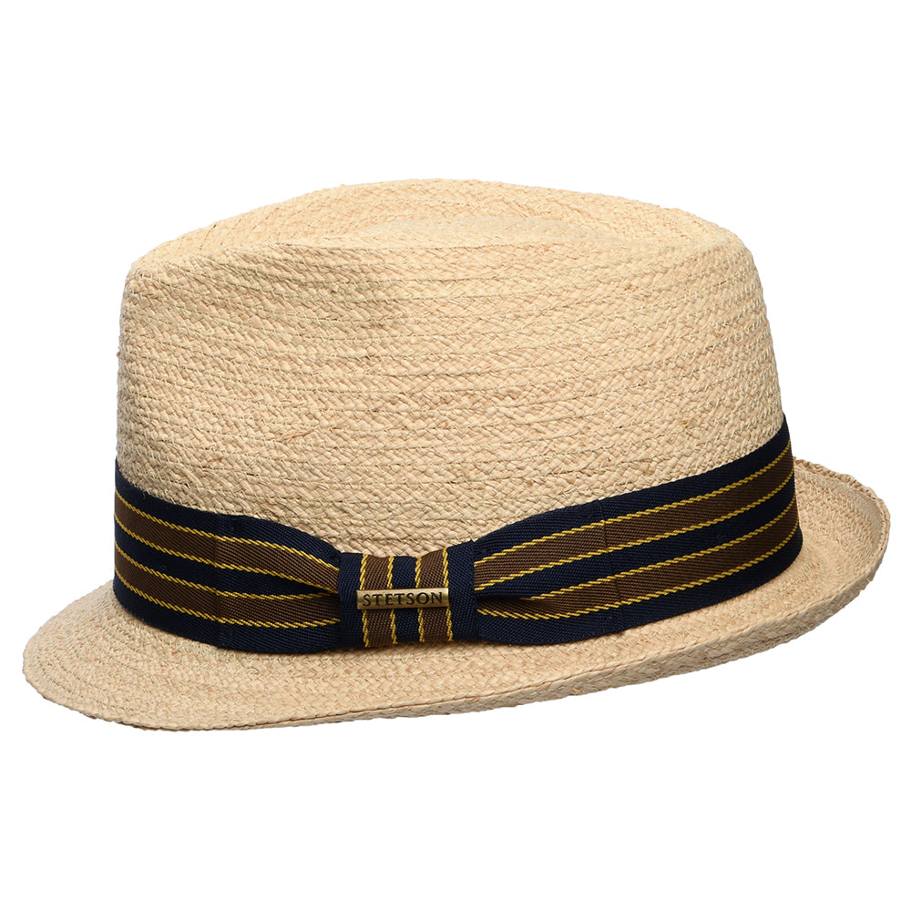Chapeau Trilby en Raphia avec Bandeau à Rayures naturel STETSON