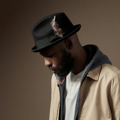Chapeau Trilby en Laine Feutrée Gain noir BRIXTON