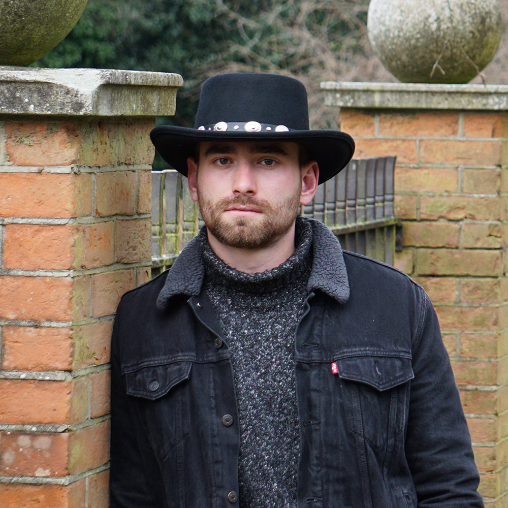 Chapeau Gambler en Laine Feutrée Crossfire noir JAXON & JAMES