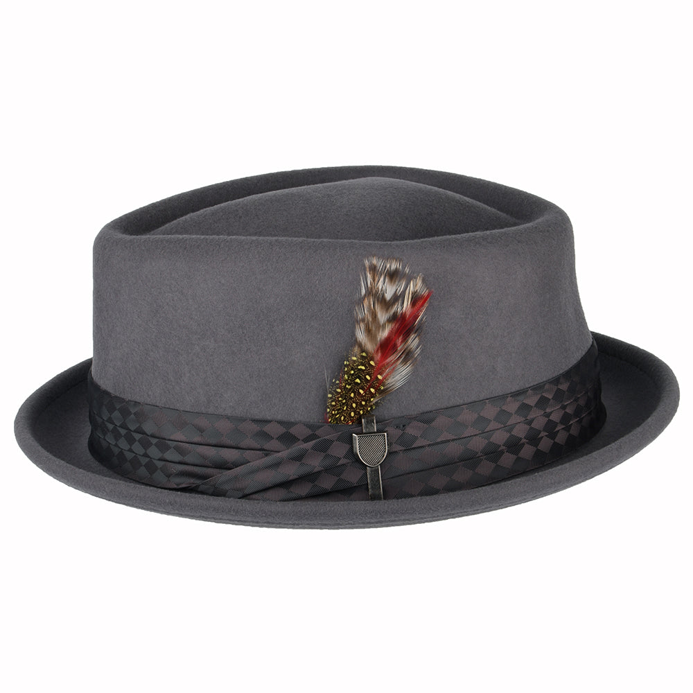 Chapeau Pork Pie Stout en Laine Feutrée gris moyen BRIXTON