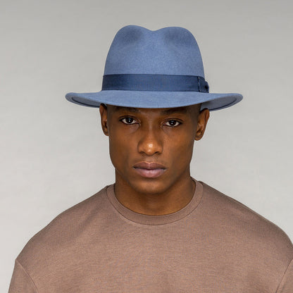 Chapeau Fedora en Laine Feutrée Déformable Hydrofuge Curtis bleu BAILEY