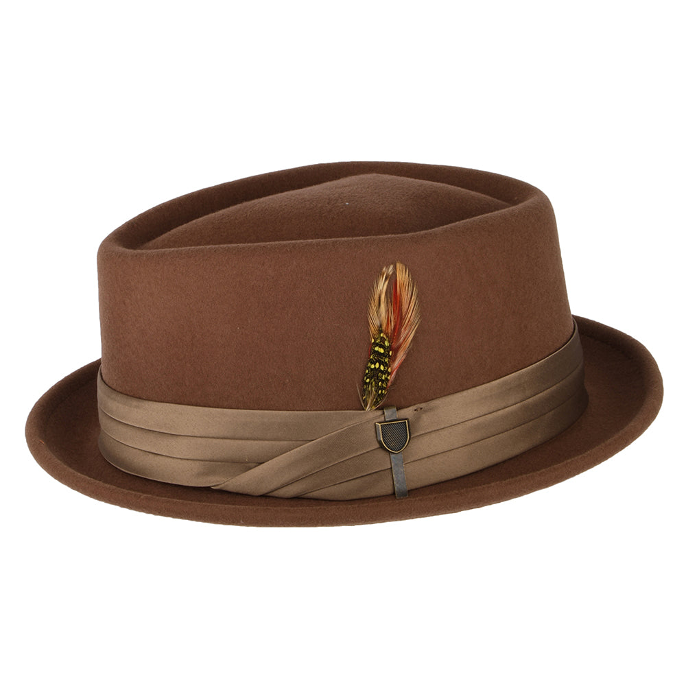 Chapeau Pork Pie en Laine Feutrée Stout marron-bronze BRIXTON