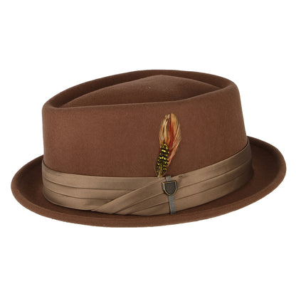 Chapeau Pork Pie en Laine Feutrée Stout marron-bronze BRIXTON