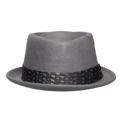Chapeau Pork Pie en Laine Feutrée Stout gris clair BRIXTON