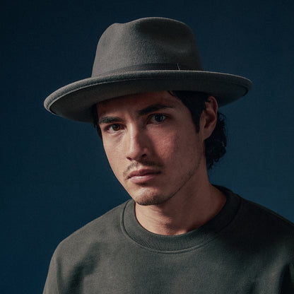 Chapeau Fedora en Laine Feutrée Convertabrim Swindle gris BRIXTON