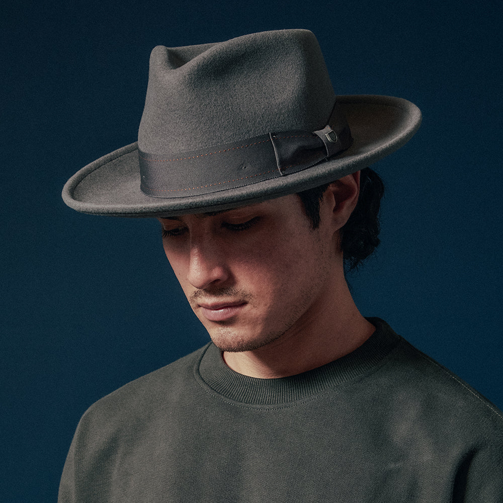 Chapeau Fedora en Laine Feutrée Convertabrim Swindle gris BRIXTON