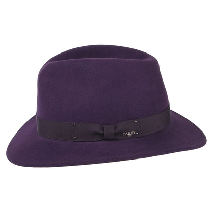 Chapeau Fedora en Laine Feutrée Déformable Hydrofuge Curtis violet BAILEY