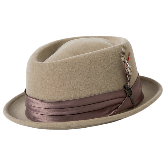 Chapeau Pork Pie en Laine Feutrée Stout sable-sable foncé BRIXTON