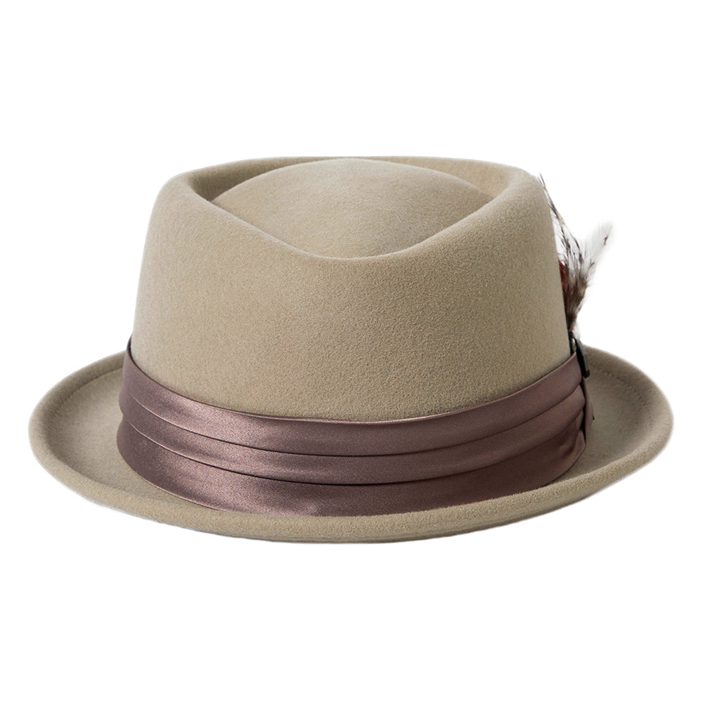 Chapeau Pork Pie en Laine Feutrée Stout sable-sable foncé BRIXTON