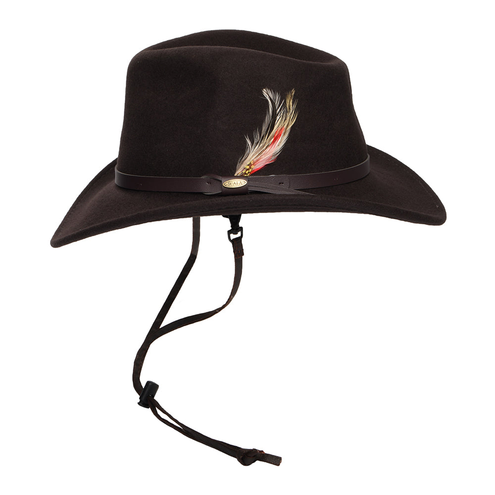 Chapeau Australien en Laine Feutrée Déformable Hydrofuge Dakota Stampede chocolat SCALA