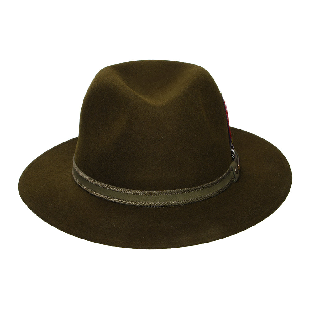 Chapeau Fedora Safari en Laine Feutrée Hydrofuge Tenvelco Traveller forêt foncé STETSON