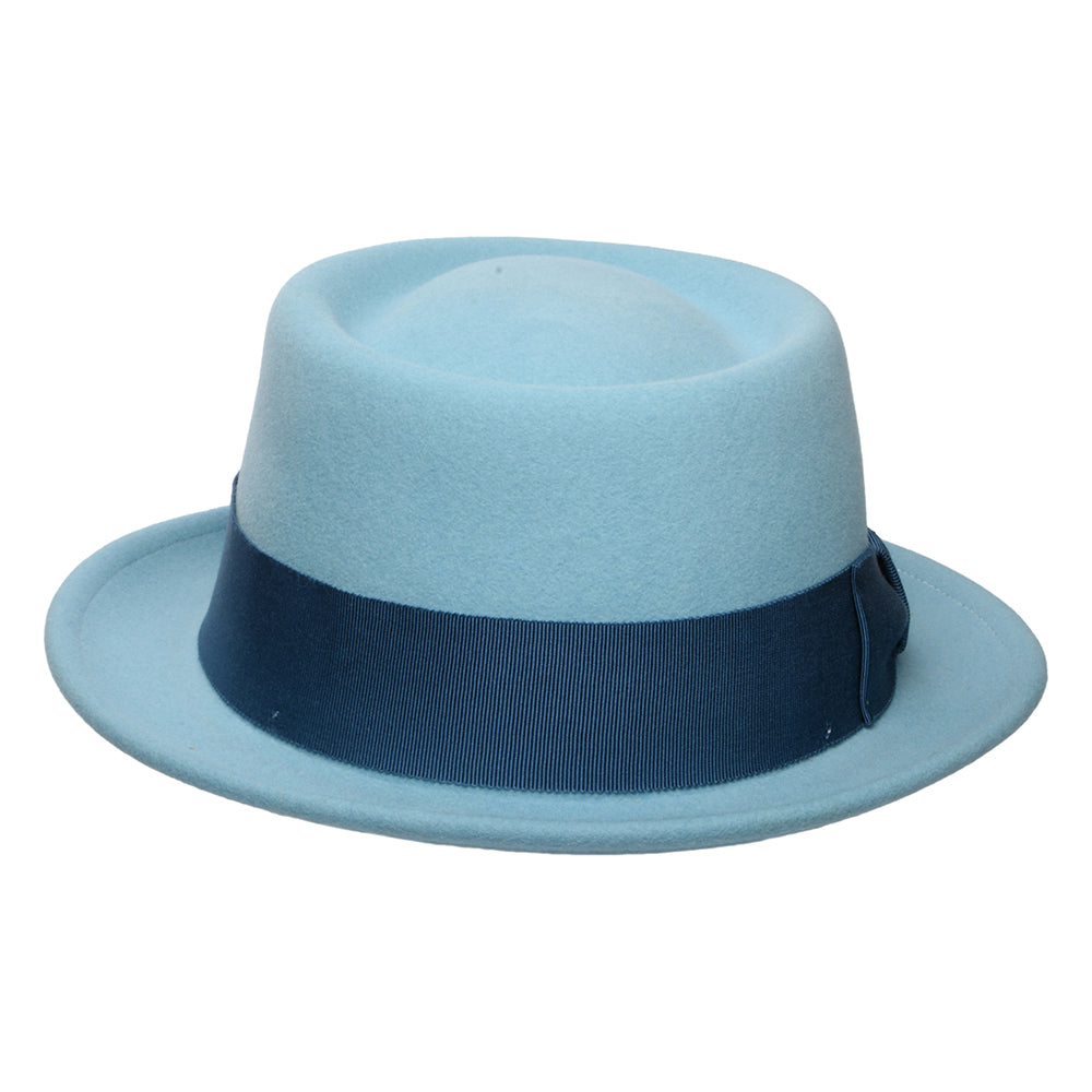 Chapeau Pork Pie en Laine Feutrée Déformable Hydrofuge Darron bleu clair BAILEY