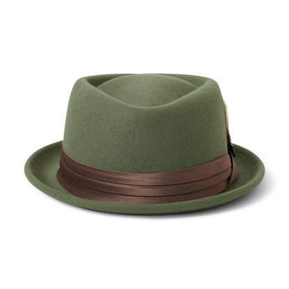 Chapeau Pork Pie en Laine Feutrée Stout olive-bronze BRIXTON