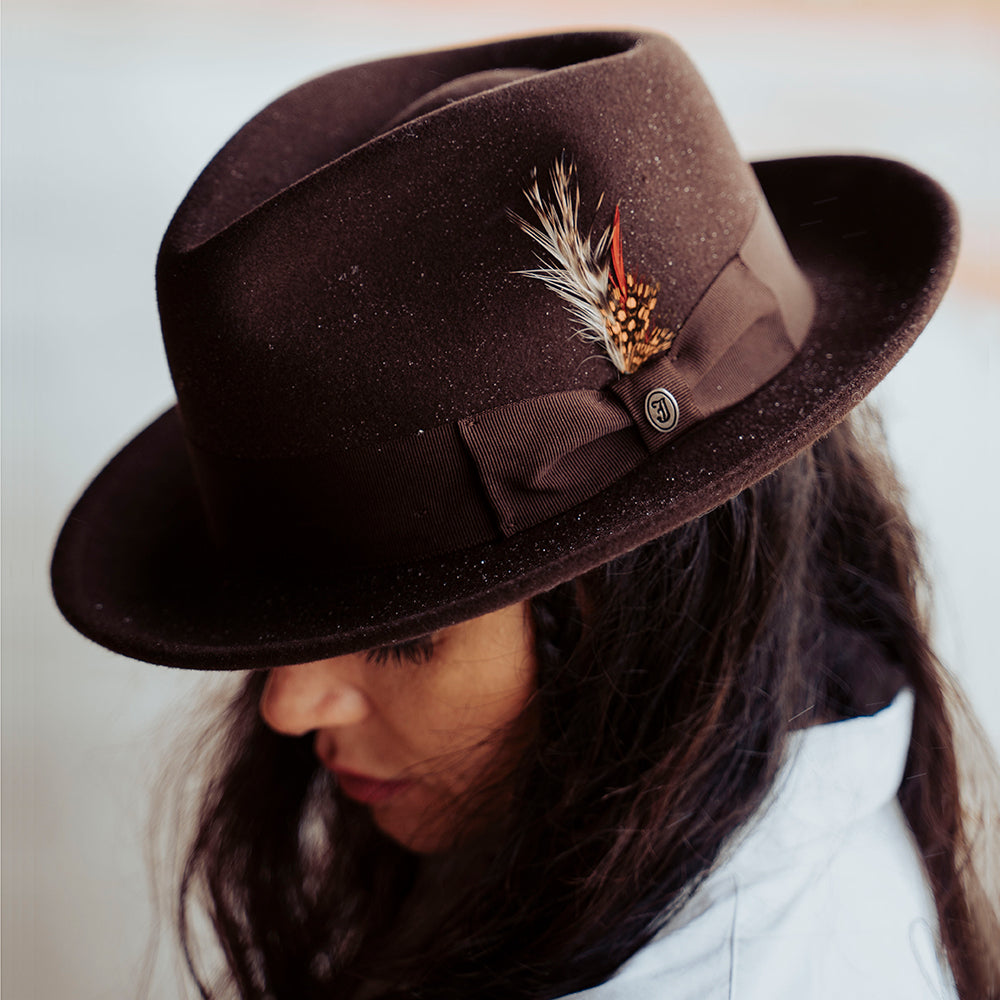 Chapeau Fedora en Laine Feutrée Déformable C-Crown marron JAXON & JAMES