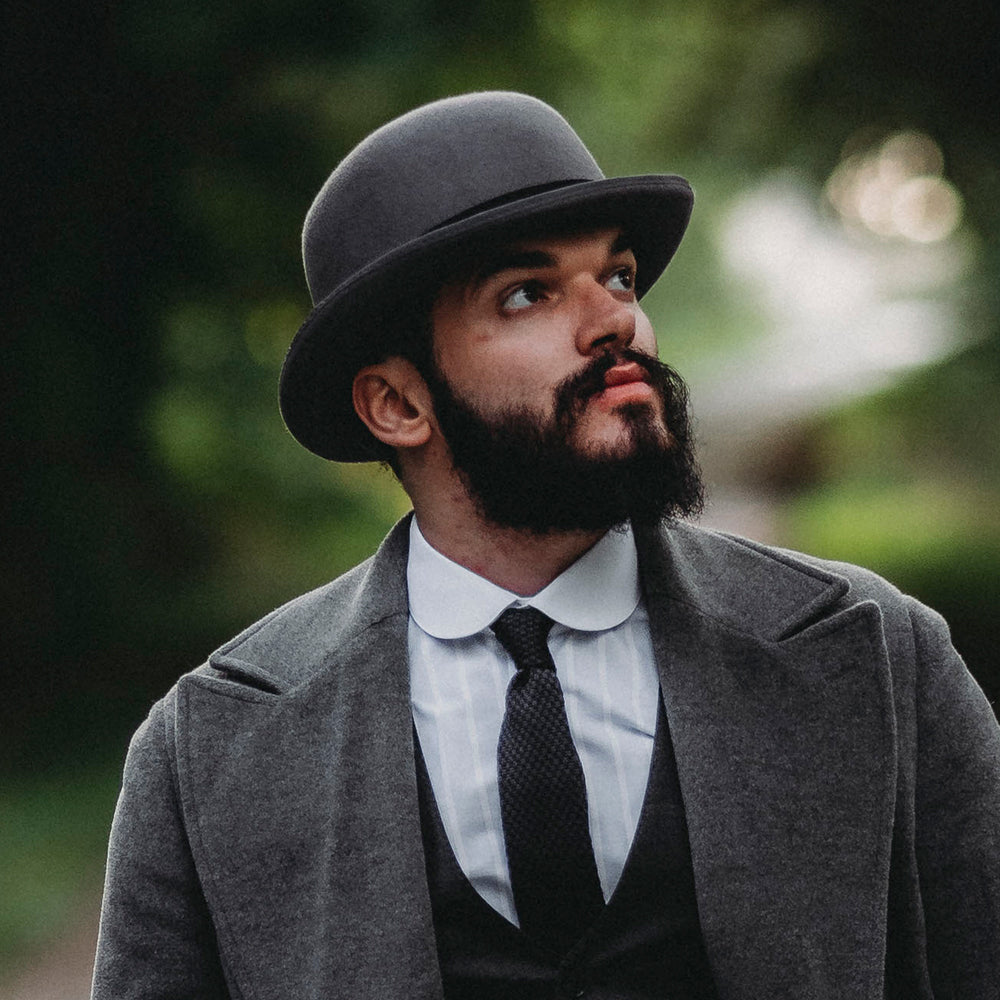 Chapeau Melon Anglais en Laine Feutrée gris JAXON & JAMES